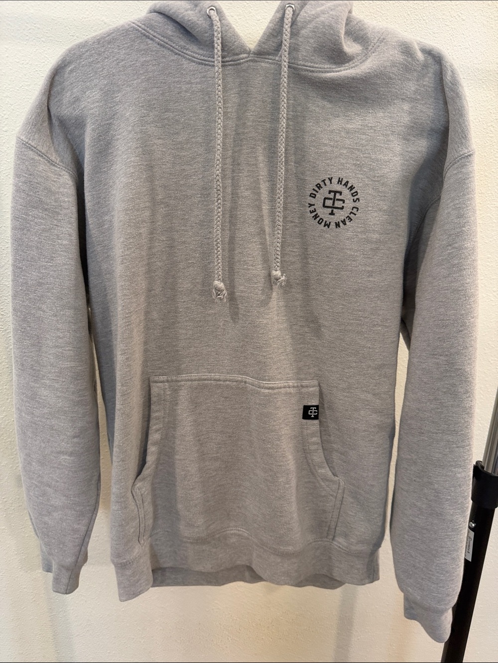 Troll Co Gray Logo Pullover Hoodie dirty hands clean money